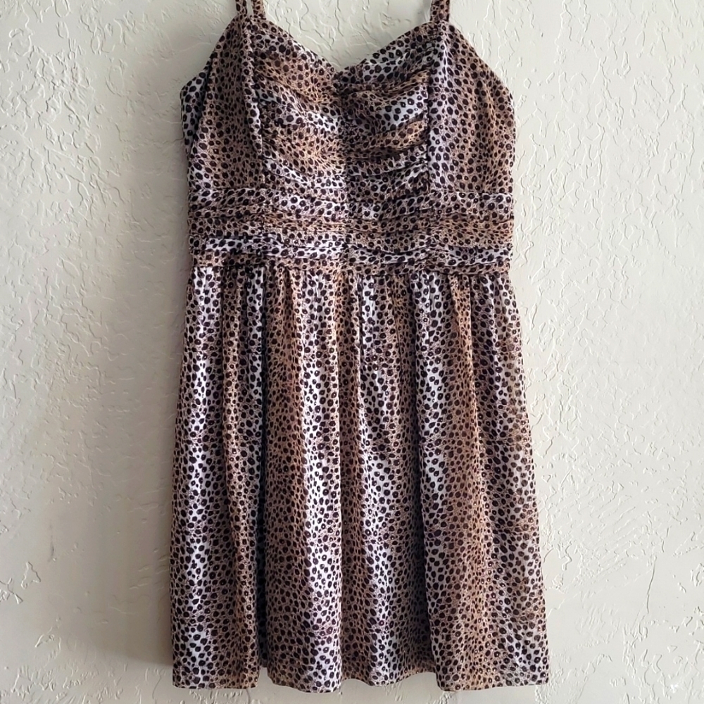 Charlotte Russe leopard print mini party dress L